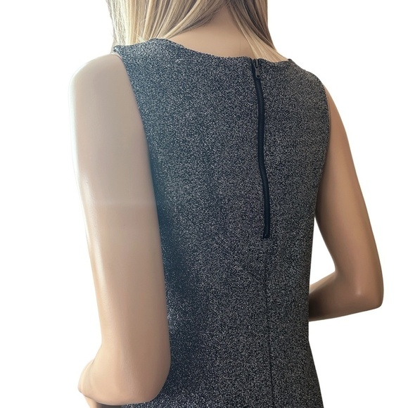 Vero Moda Dress Shift Fancy Black Silver Metallic Singlet Short Asymmetrical Hem - Picture 9 of 13